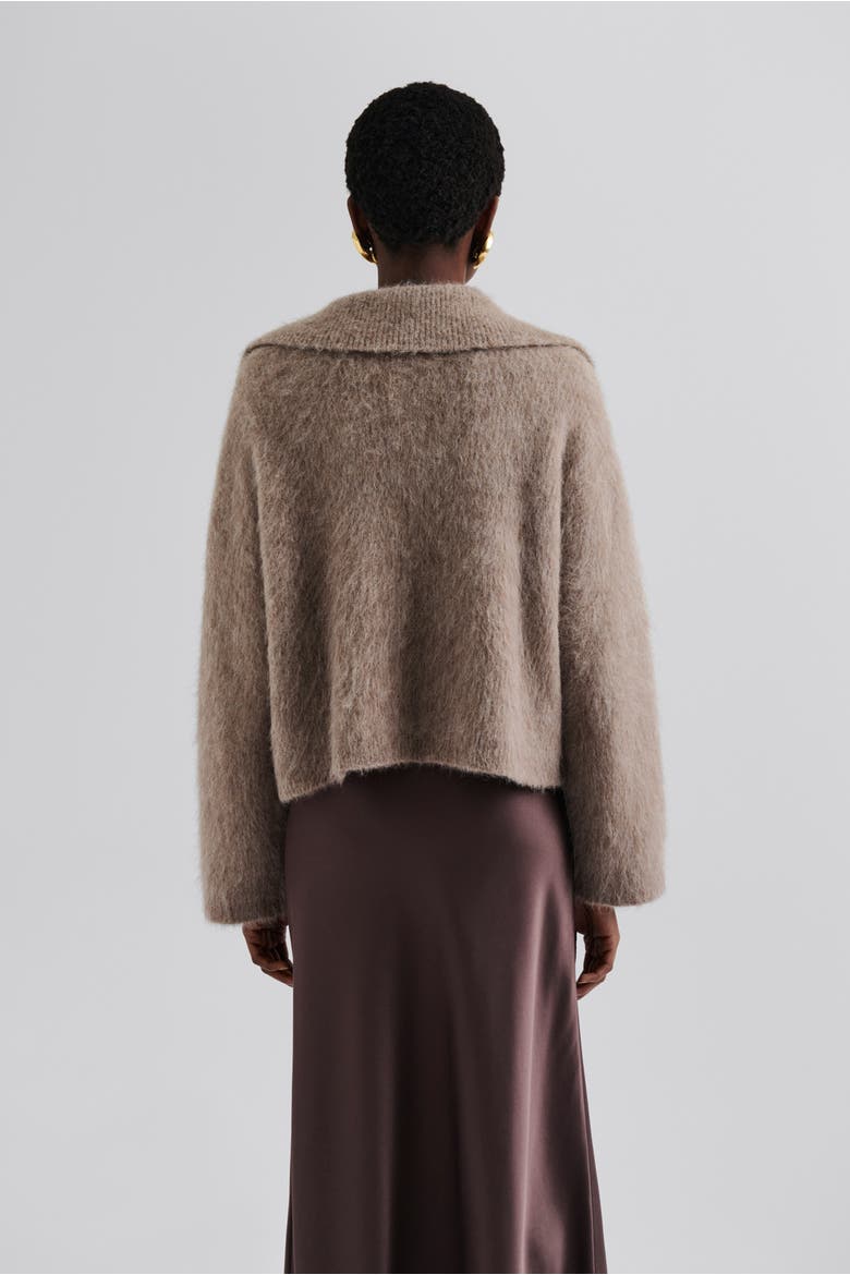 Yselle Long Sleeve Collared Sweater, Alternate, color, Taupe