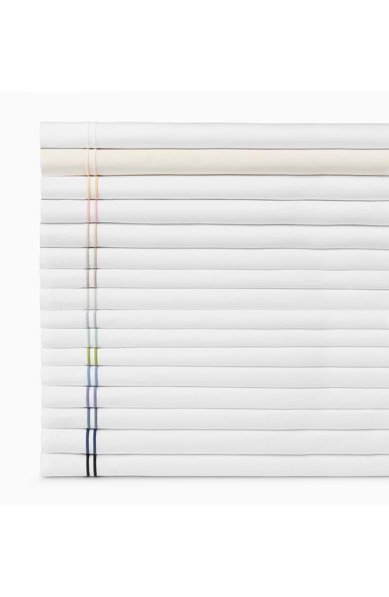 SFERRA Grande Hotel Cotton Flat Sheet, Alternate, color, White/Pink