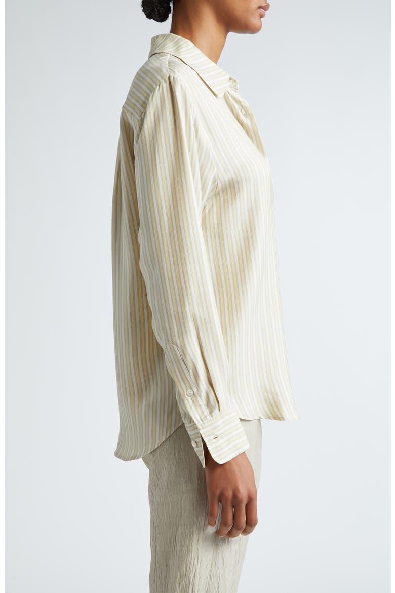 Lorenzo Stripe Silk Button-Up Shirt, Alternate, color, YELLOW
