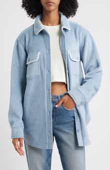 Thread & Supply Whipstitch Detail Polar Fleece Shirt Jacket