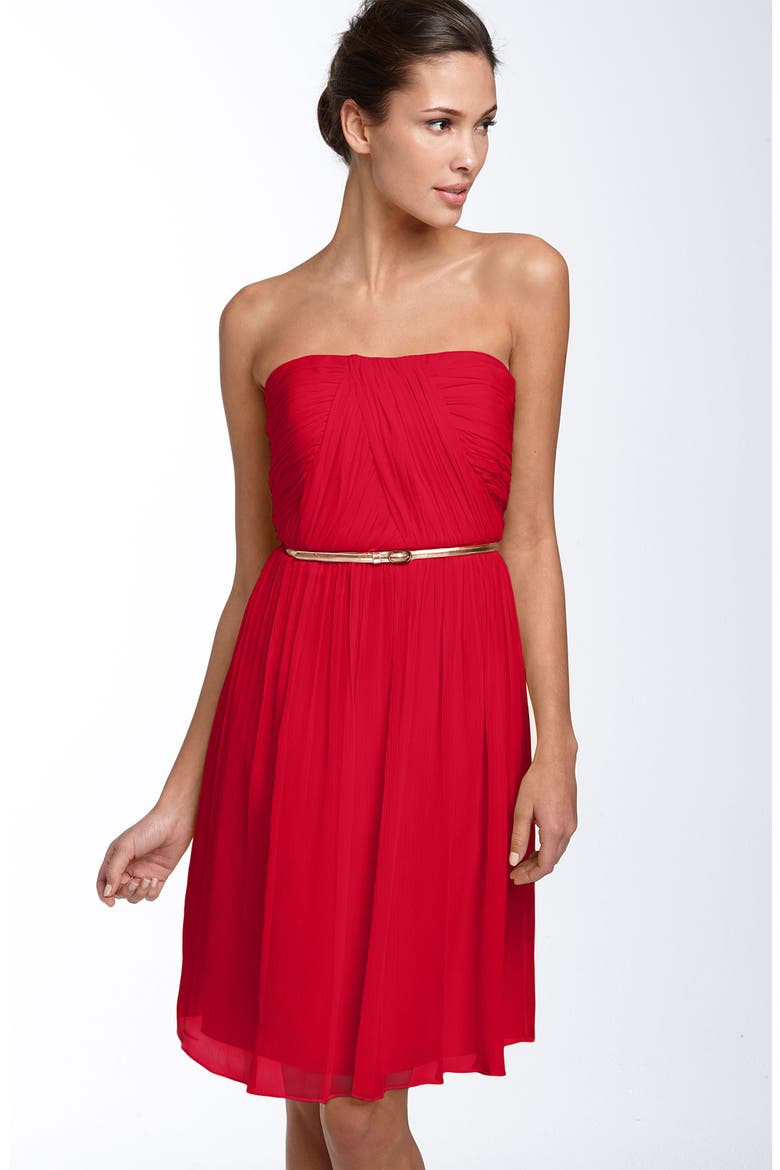 Belted Chiffon Dress, Main, color, ROSE