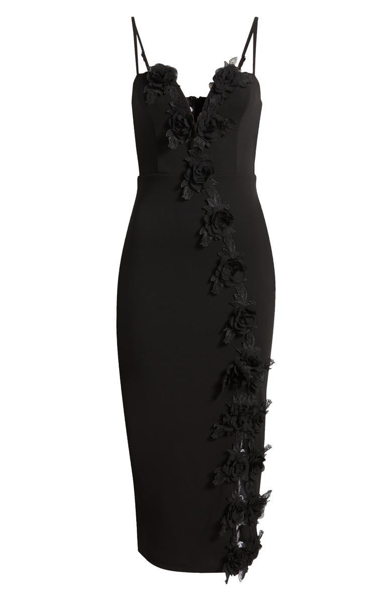 Lulus 3D Floral Appliqué Stretch Cocktail Dress, Alternate, color, 