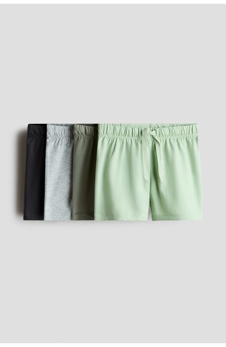 H&M 4-pack Jersey Shorts, Main, color, Light Green/Light Gray