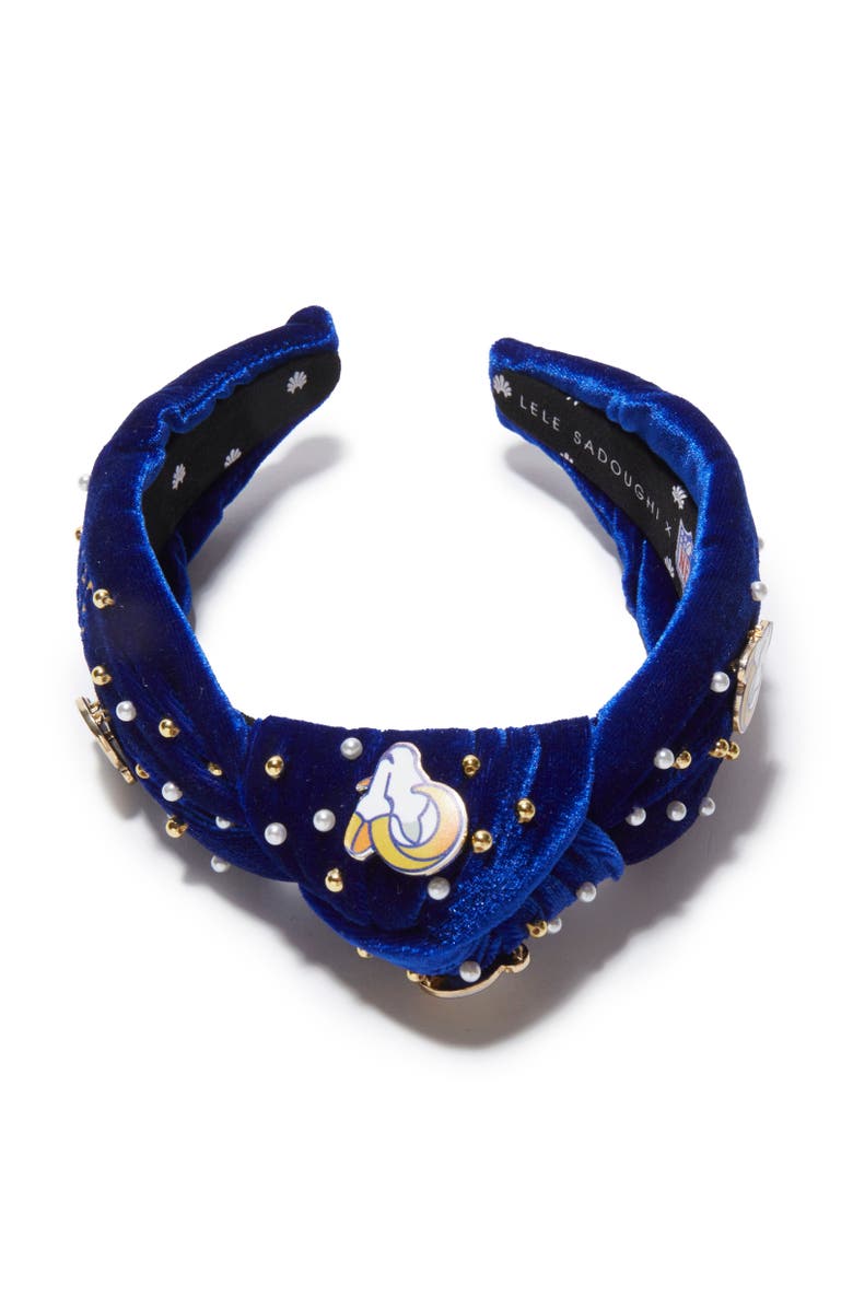 Lele Sadoughi La Rams Embellished Knotted Headband, Alternate, color, Rams Royal 400