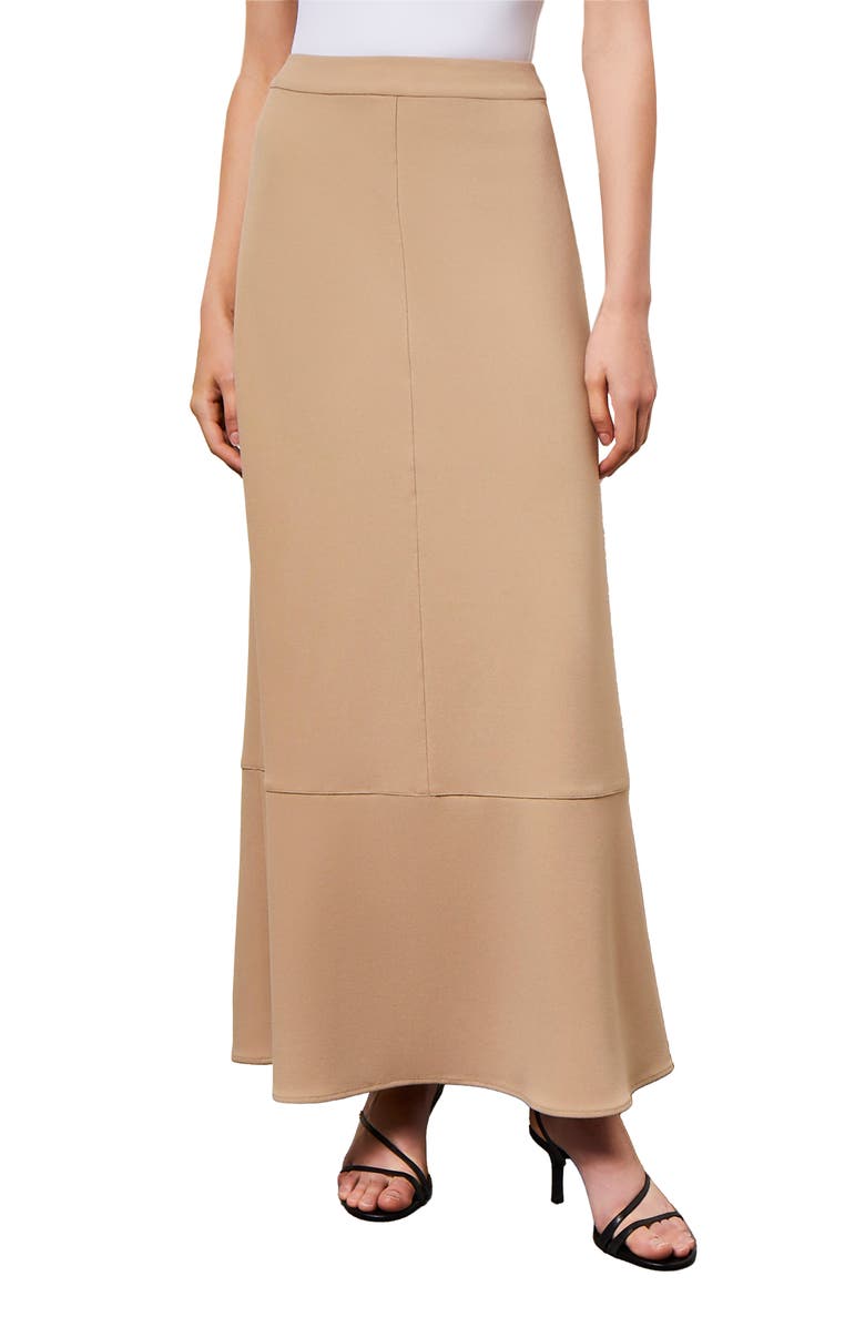 Ming Wang Flare Deco Crêpe de Chine Maxi Skirt, Main, color, 