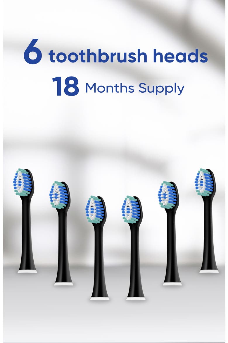 Electric Toothbrush Replacement Heads, 6 Packs, Alternate, color, Black