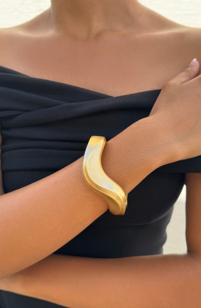 Adornia Wavy Hinged Bangle Bracelet, Alternate, color, Gold