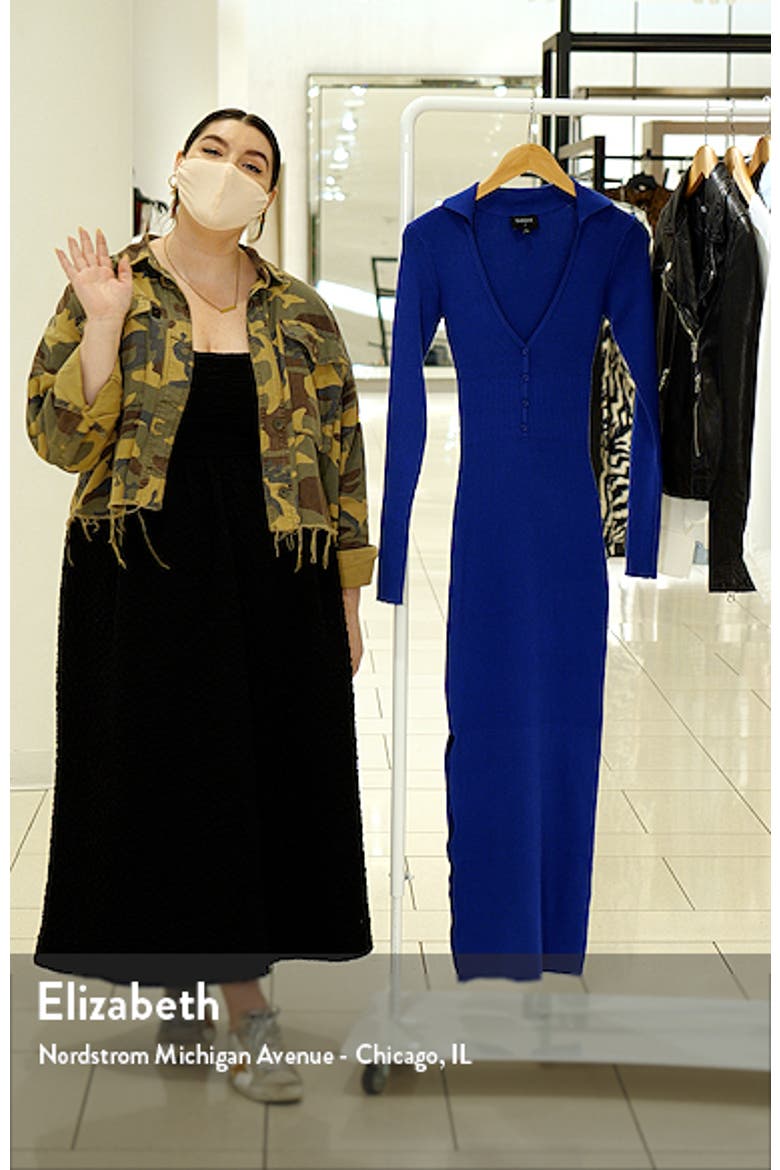 Button Long Sleeve Rib Sweater Dress video