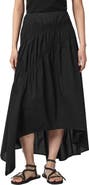 AllSaints Nuria Ruched High-Low Midi Skirt