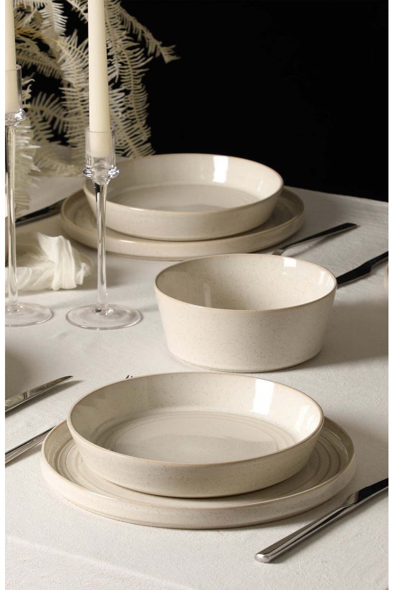 Claire Stoneware 12-Piece Dinnerware Set, Alternate, color, White