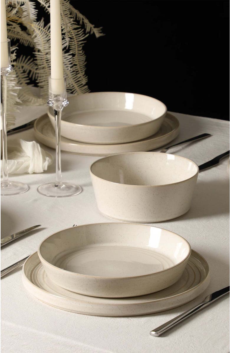 Stone Lain Claire Stoneware 12-Piece Dinnerware Set, Alternate, color, White