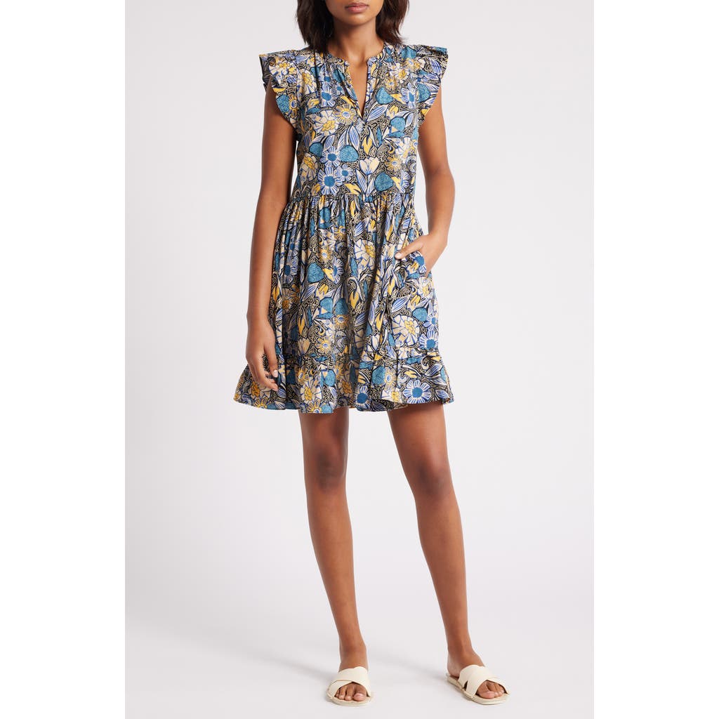 Caslon ® Print Ruffle Shoulder Minidress
