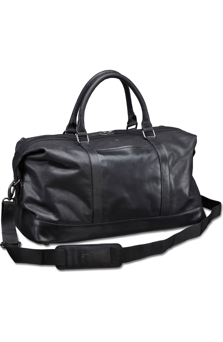 Mancini Carry-On Leather Duffle Bag, Main, color, Black