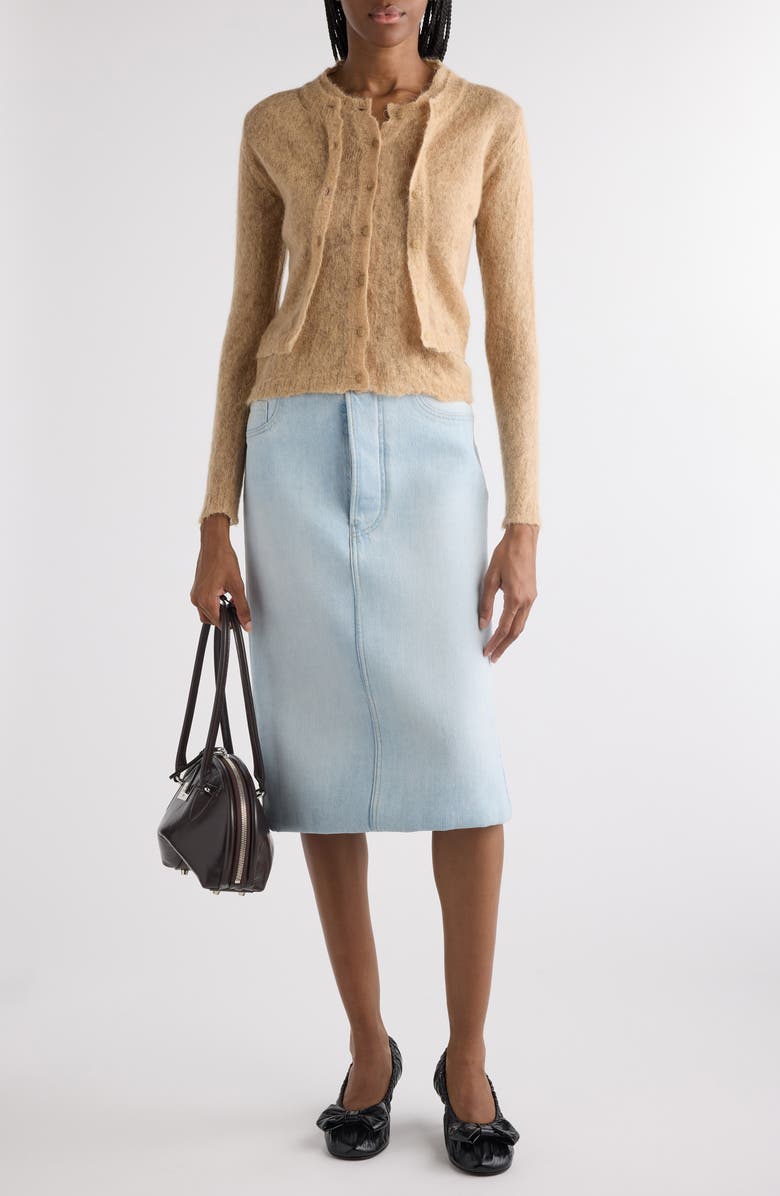 Acne Studios Kahoo Overwashed Mohair Blend Cardigan, Alternate, color, Beige