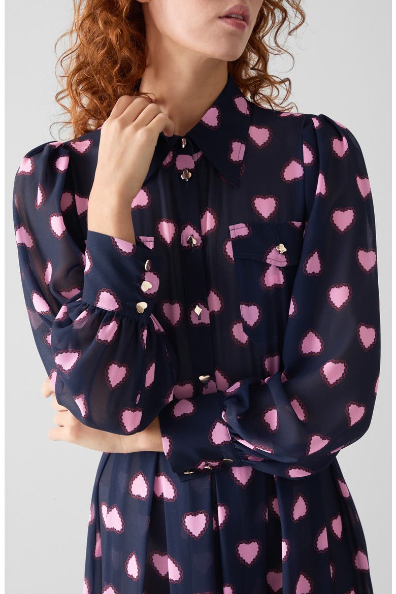 Cody Long Sleeve Chiffon Shirtdress, Alternate, color, NAVY MULTI