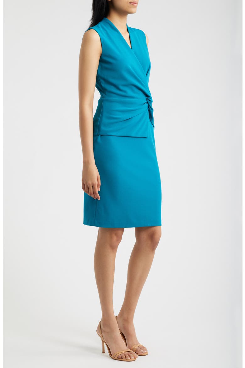 Twist Front Sheath Dress, Alternate, color, TEAL