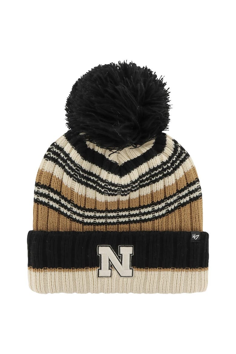 Women's '47 Khaki Nebraska Huskers Barista Cuffed Knit Hat with Pom, Main, color, Khaki