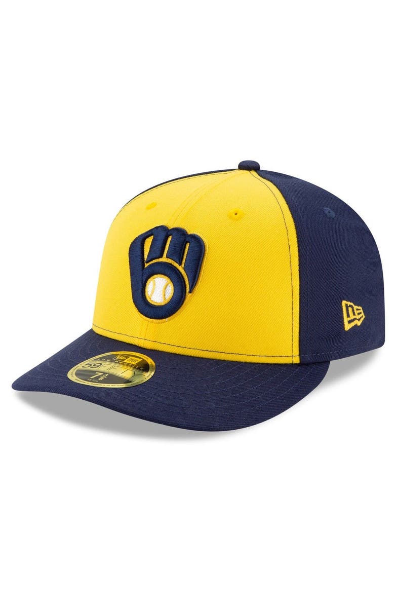 New Era Men's New Era Navy/Yellow Milwaukee Brewers Alternate 2020 Authentic Collection On-Field Low Profile Fitted Hat, Main, color, 
