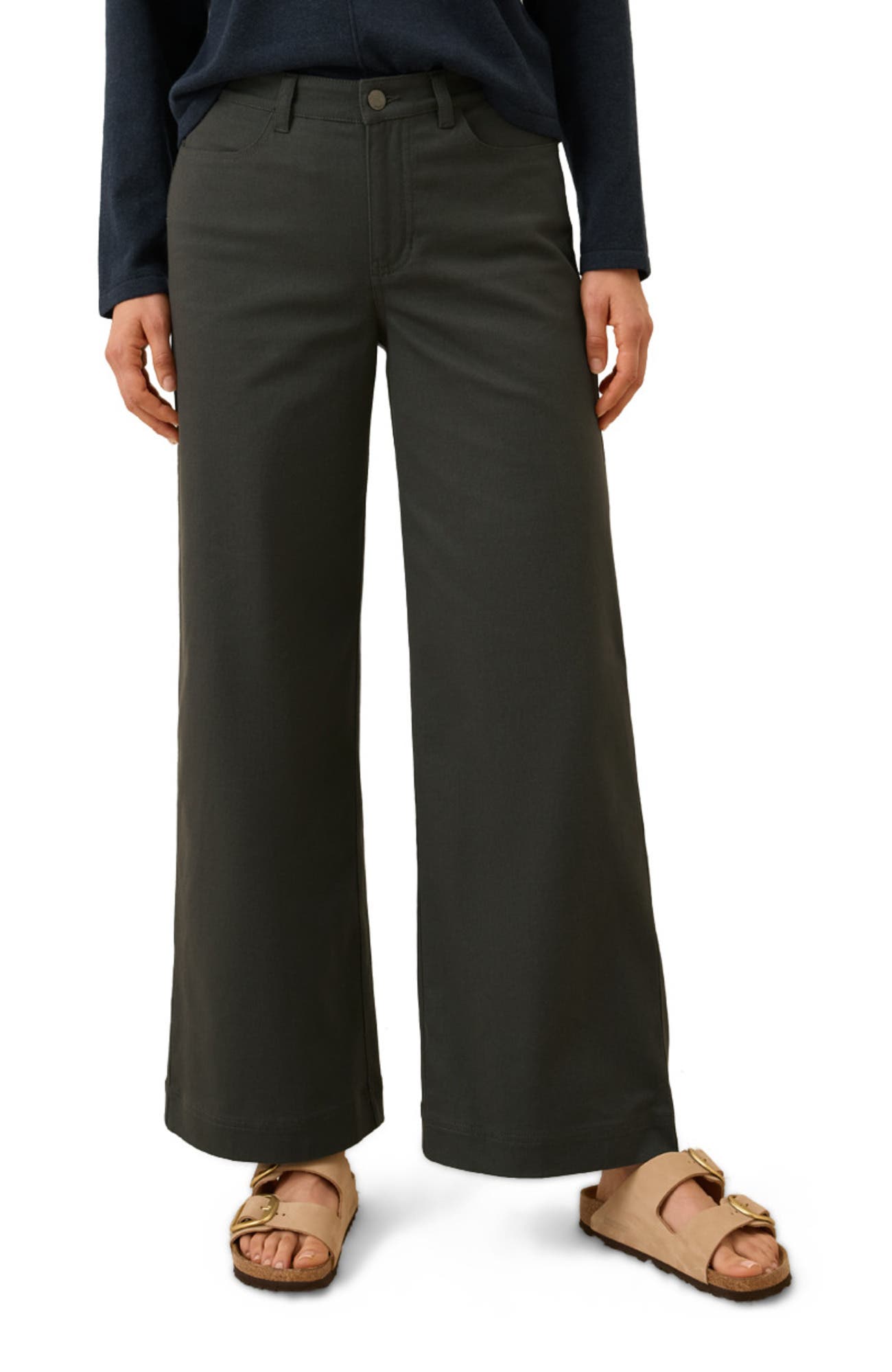 Organic Cotton Stretch Twill Wide Leg Pant - image 4
