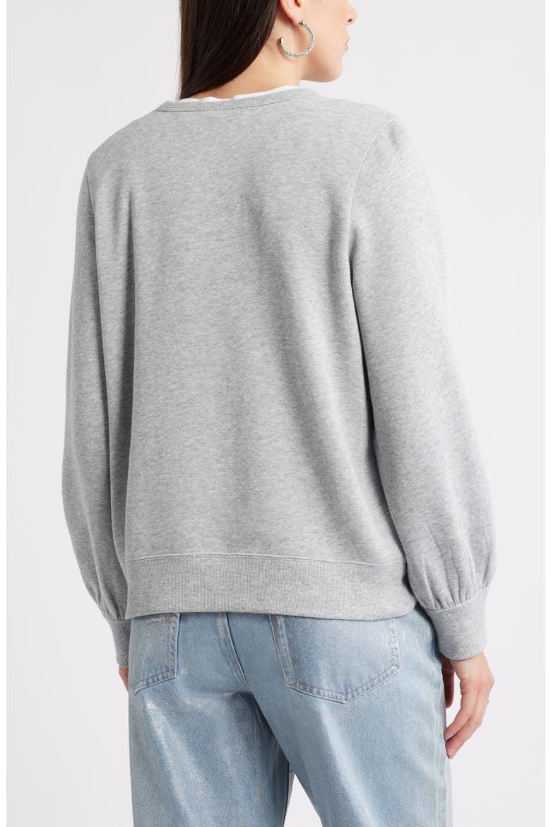 Crystal Bow Embellished Sweatshirt, Alternate, color, GREY HEATHER BOW EMBELLISHMENT