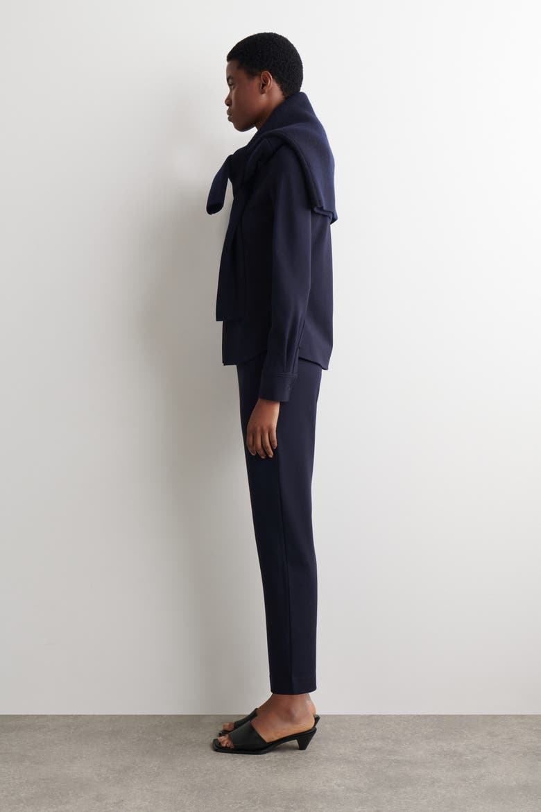 Elasticated Straight-Leg Jersey Pants, Alternate, color, NAVY