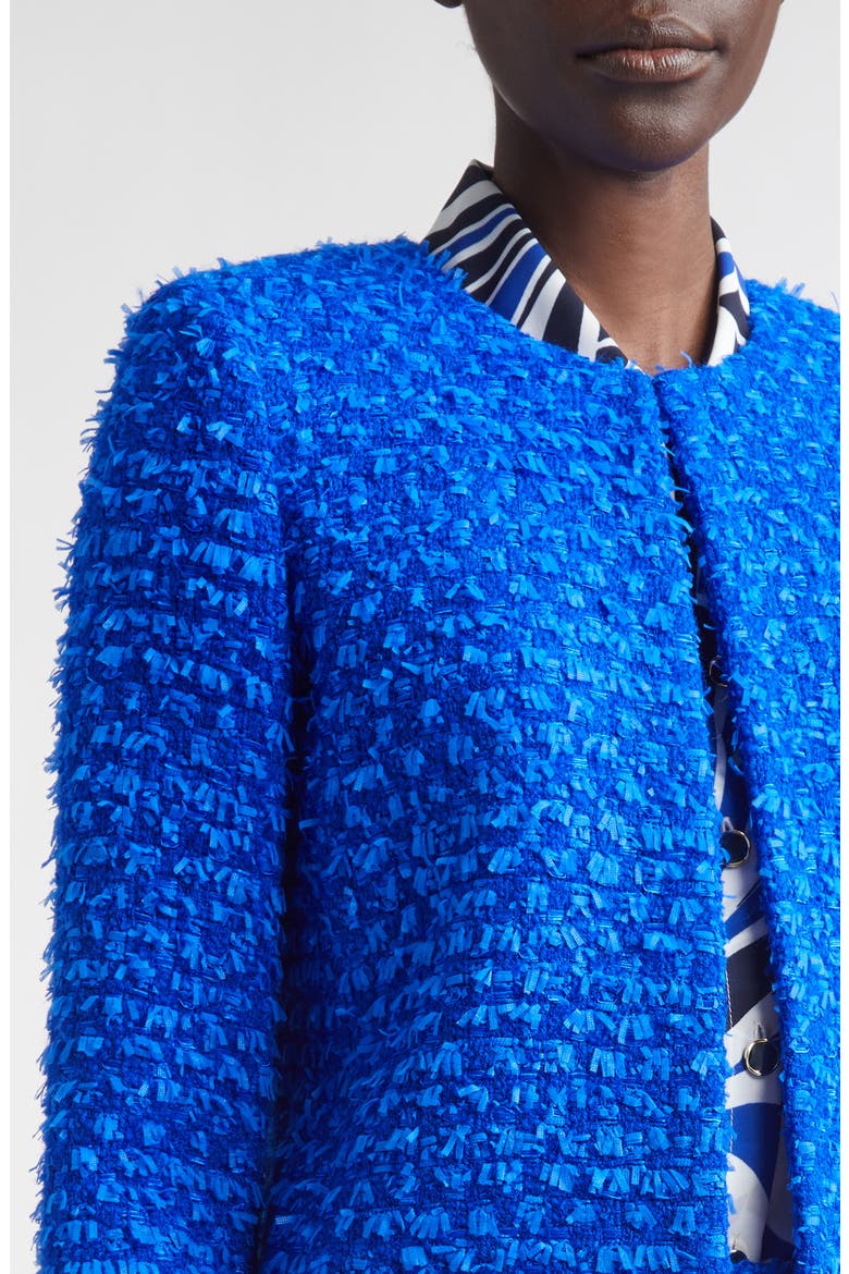 Wool Blend Fringed Eyelash Yarn Jacket, Alternate, color, COBALT MULTI