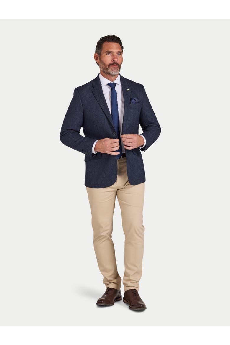 Herringbone Long Sleeve Wool Blazer, Alternate, color, Navy
