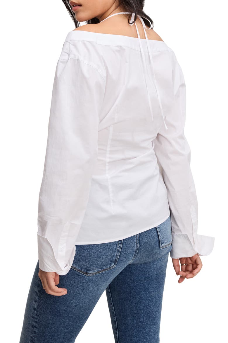 Poplin Off the Shoulder Top, Alternate, color, WHITE001