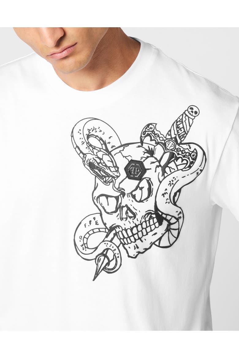 T-Shirt Round Neck Snake Men, Alternate, color, white