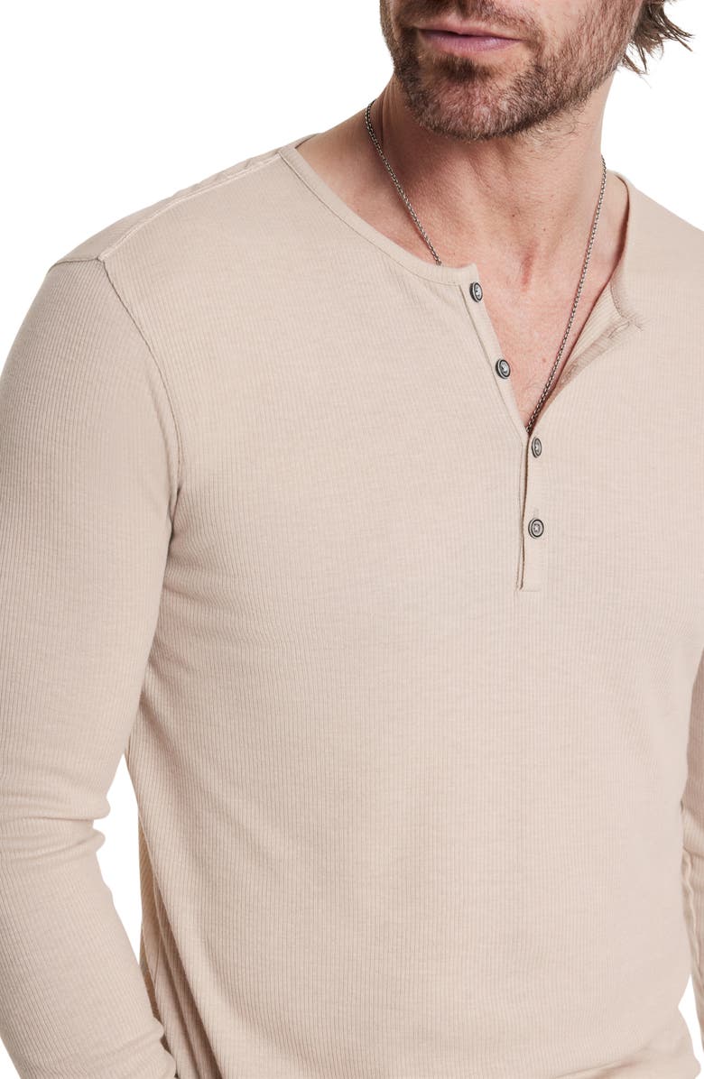 John Varvatos Carver Long Sleeve Lyocell & Wool Henley, Alternate, color, Wheat
