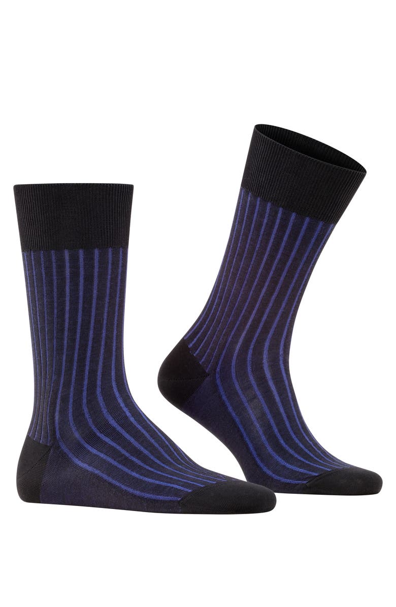 Falke Shadow Striped Dress Socks, Alternate, color, Black