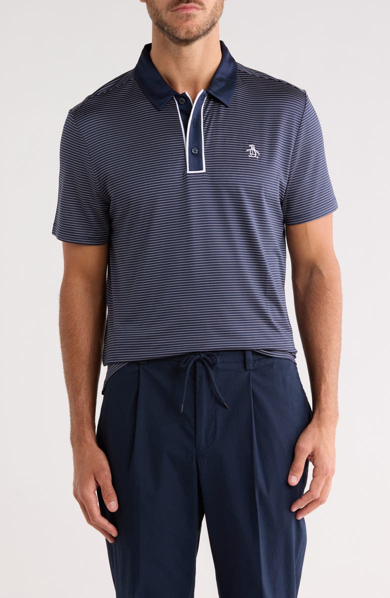 Original Penguin Stripe Polo, Main, color, Black Iris