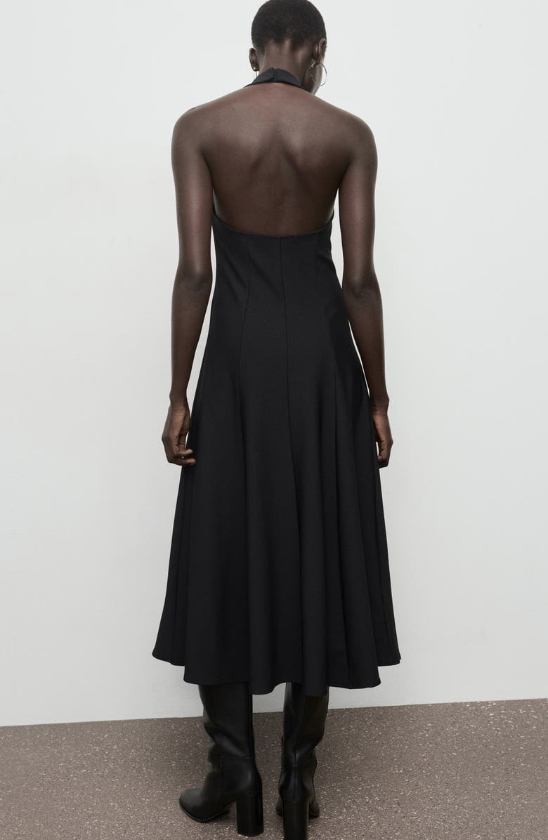 MANGO Pepli Halter Maxi Dress, Alternate, color, Black