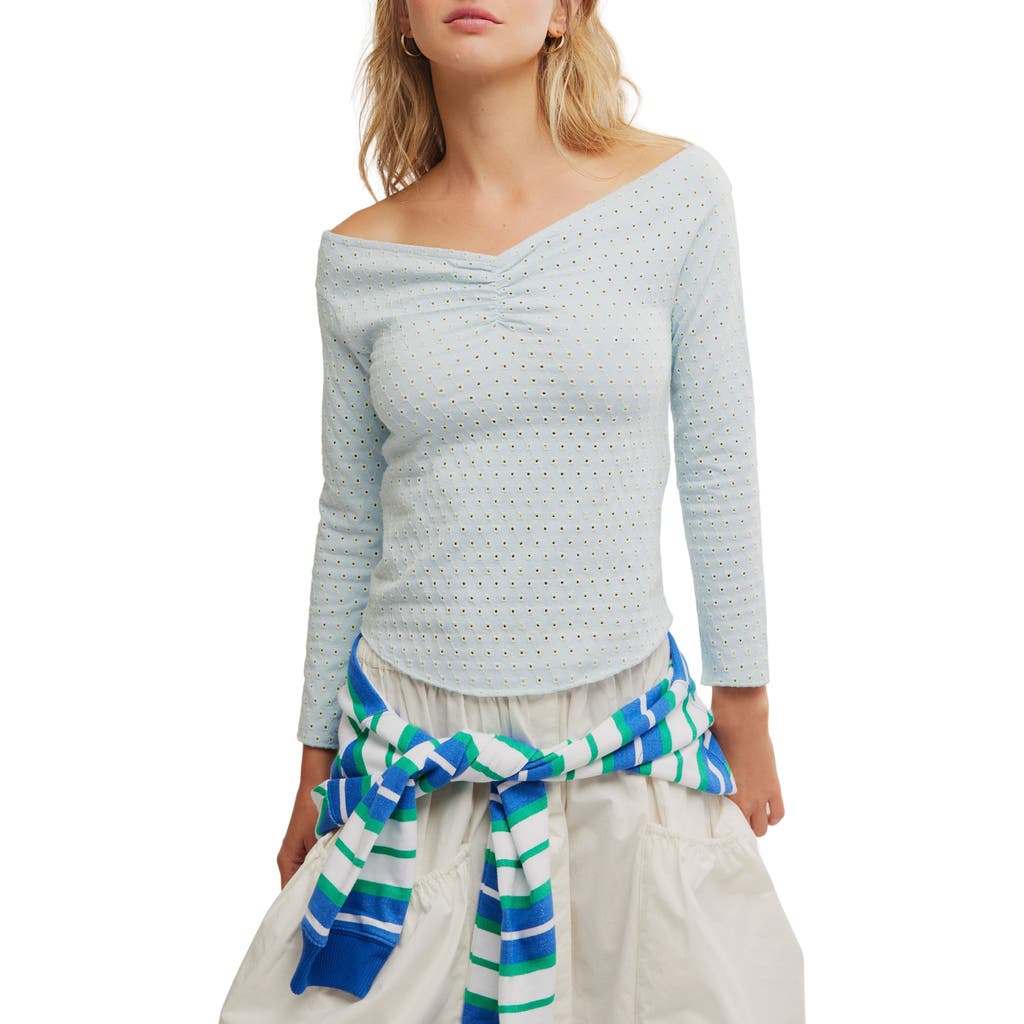 Free People Gia Eyelet Embroidered Off The Shoulder Top In Multi