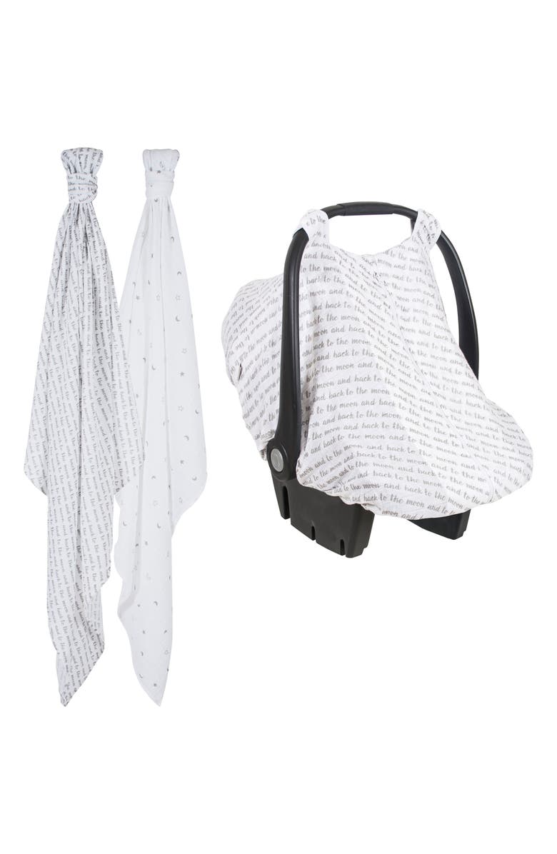 Bébé au Lait 2-Pack Muslin Swaddling Cloths & Car Seat Cover Set, Main, color, 