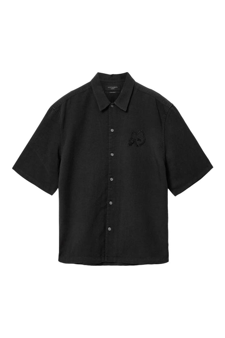 Torres Short Sleeve Button Up Shirt, Alternate, color, ORCA BLACK
