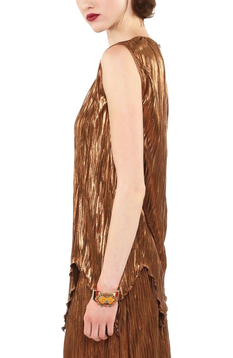 Anna Sui Fortuny Pleats Sleeveless Top, Alternate, color, Bronze