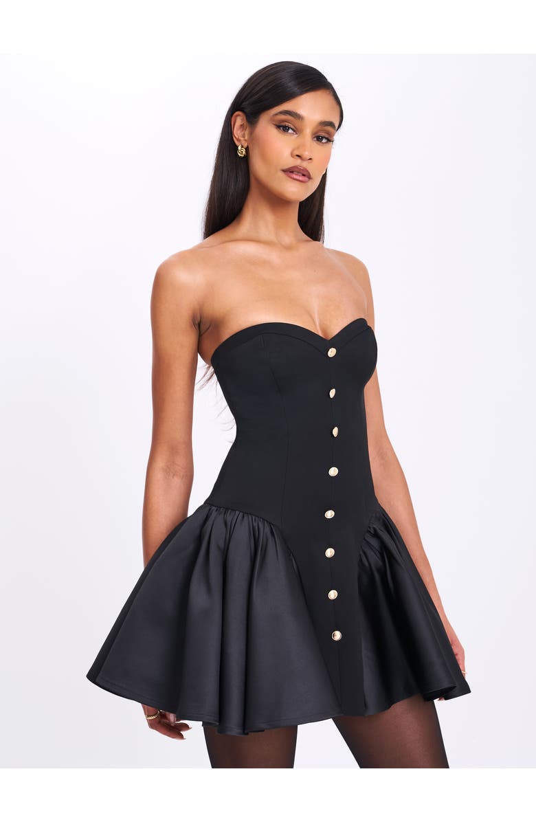 Miss Circle Kaden Drop Waist Mini Puffy Dress, Alternate, color, Black