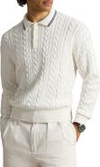 Polo Ralph Lauren Relaxed Fit Cable Stitch Cotton & Linen Polo Sweater