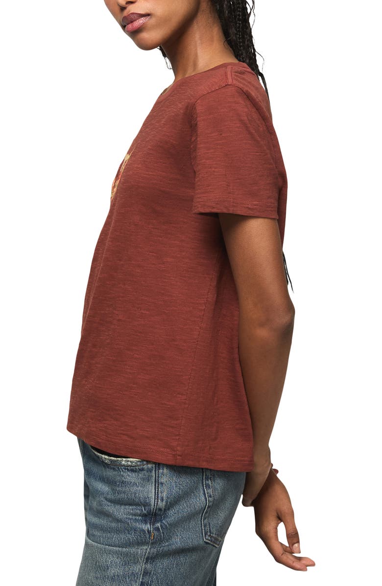 Lucky Brand Floral Steer Embroidered T-Shirt, Alternate, color, Terracotta