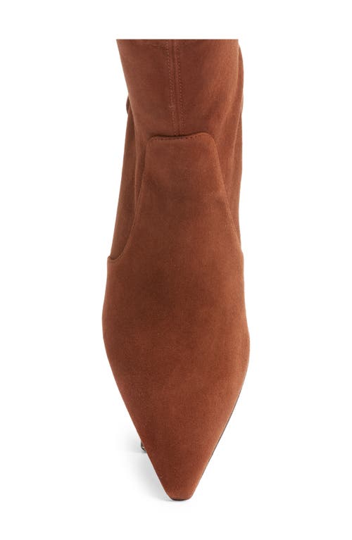 Stuart Weitzman Naomi 50 Bootie In Deep Coffee Stretch Suede