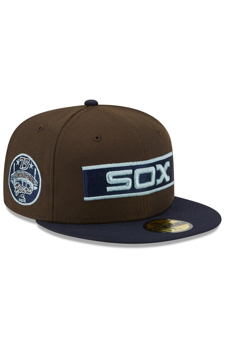 New Era Men's New Era Brown/Navy Chicago White Sox Comiskey Park 75th Anniversary Walnut 9FIFTY Fitted Hat, Main, color, Brown