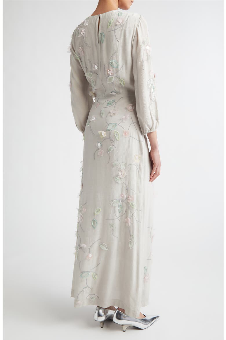 Berna Embroidered Crinkle Maxi Dress, Alternate, color, CLEMATIS EMBROIDERY ON PEARL