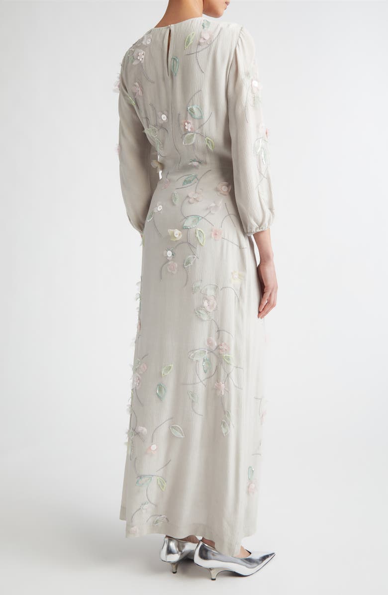 BERNADETTE Berna Embroidered Crinkle Maxi Dress, Alternate, color, Clematis Embroidery On Pearl
