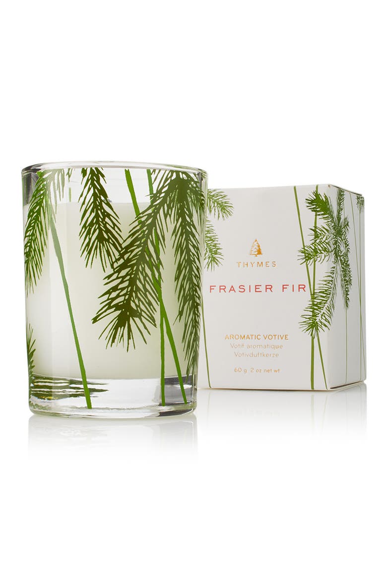 Frasier Fir Pine Needle Votive Candle, Main, color, GREEN/CLEAR
