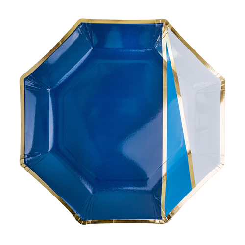 Jollity & Co . The Markle Navy Blue And Gold Charger Plates In Multi