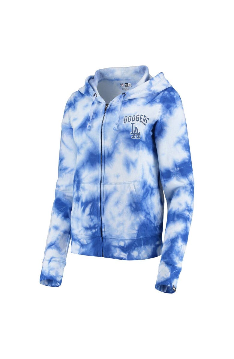 New Era Women's New Era Royal Los Angeles Dodgers Tie-Dye Fleece Full-Zip Hoodie, Alternate, color, 