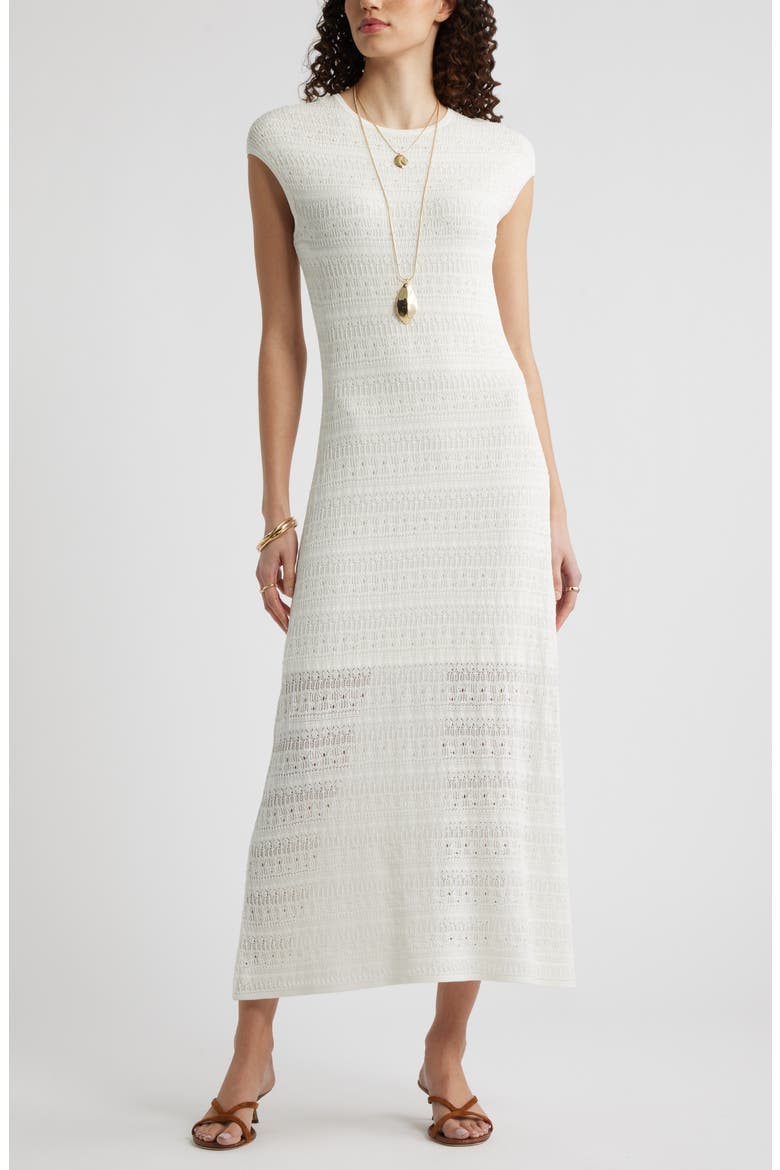 Pointelle Knit Sweater Dress, Main, color, IVORY TOFU