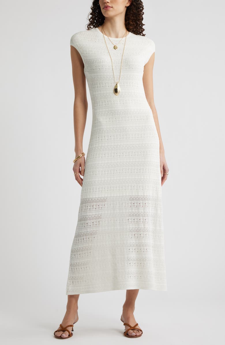Nordstrom Pointelle Knit Linen Blend Sweater Dress, Main, color, 