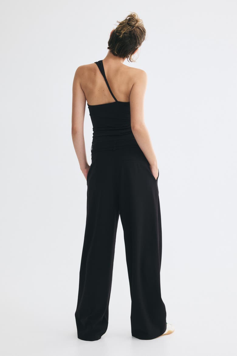 Pleated Tie-Belt Pants, Alternate, color, Black